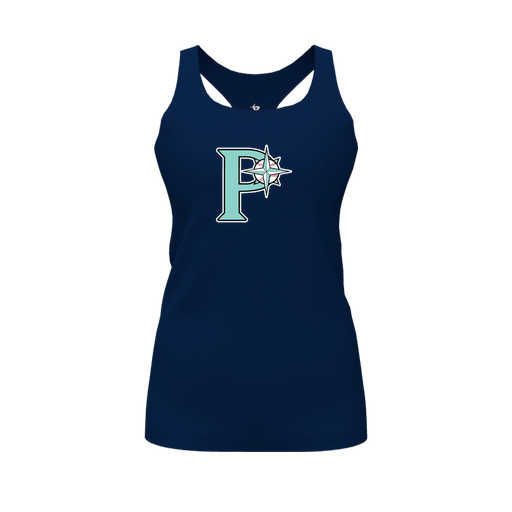 [CUS-DFW-RCBK-PER-NVY-FYS-LOGO1] Racerback Tank Top (Female Youth S, Navy, Logo 1)