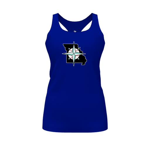 [CUS-DFW-RCBK-PER-RYL-FYS-LOGO2] Racerback Tank Top (Female Youth S, Royal, Logo 2)