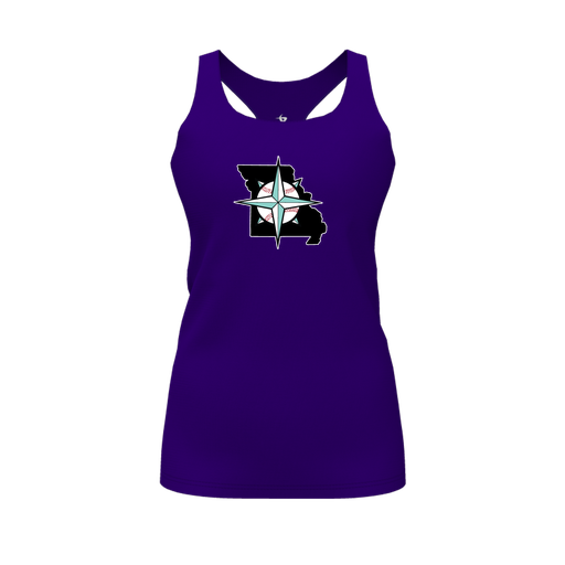 [FT0TRBPP-FYS-LOGO2] Decker Racerback Tank Top (Female Youth S, Purple, Logo 2)