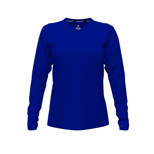 [FTLVCFRY-FYXS-LOGO3] Decker Comfort T-Shirt (Female Youth XS, Royal, V Neck, Logo 3, Long Sleeve)