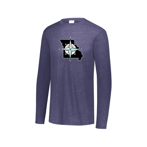 [FTLCUBNV-AXS-LOGO2] Decker Men's Tri-Blend T-Shirt - Long Sleeve (Adult XS, Navy, Logo 2)