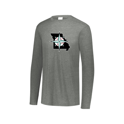 [FTLCUBGY-AXS-LOGO2] Decker Men's Tri-Blend T-Shirt - Long Sleeve (Adult XS, Gray, Logo 2)