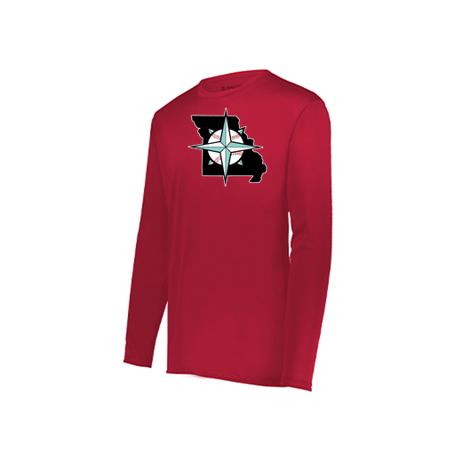 [222823.083.S-LOGO2] Youth LS Smooth Sport Shirt (Youth S, Red, Logo 2)