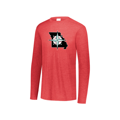 [FTLCUBRD-YS-LOGO2] Decker Youth Tri-Blend T-Shirt - Long Sleeve (Youth S, Red, Logo 2)