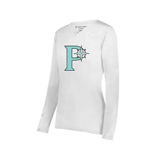 [222824.005.S-LOGO1] Ladies LS Smooth Sport Shirt (Female Adult S, White, Logo 1)